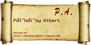 Páhány Albert névjegykártya