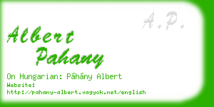 albert pahany business card