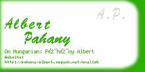 albert pahany business card